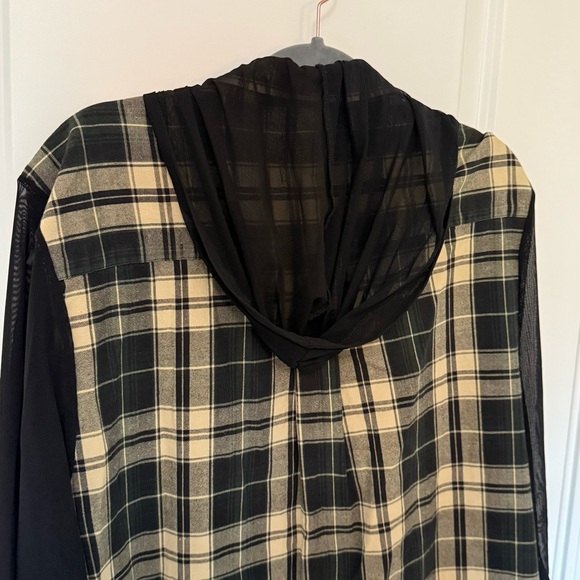 Furst of a Kind Plaid Flannel Shirt with Mesh Sleeves and Hood - Picture 9 of 9